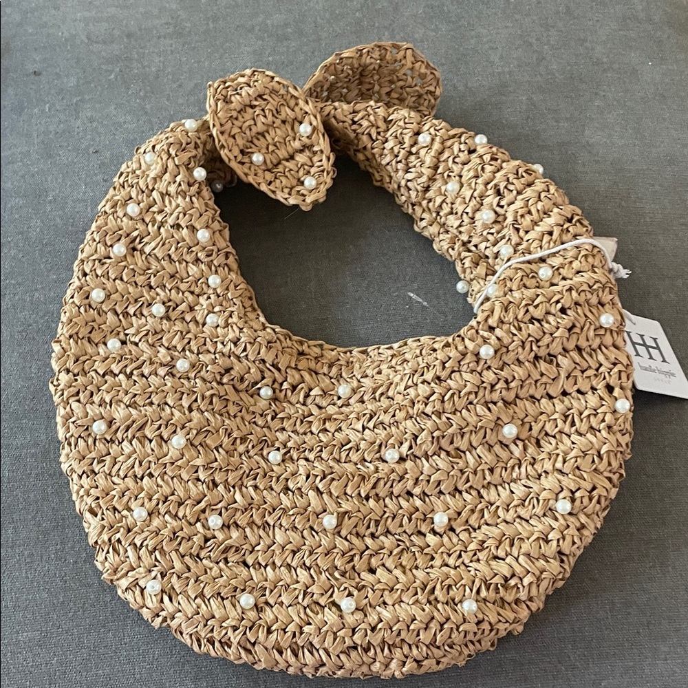 Haute Hippie Viral Woven Bag with Pearl Details